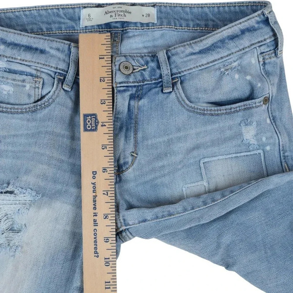 ABERCROMBIE & FITCH || Women's Patchwork Skinny Jeans Light Wash Size 6 (28) - Picture 11 of 12